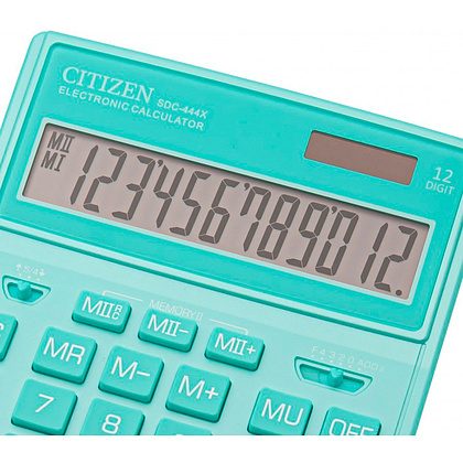 Калькулятор настольный CITIZEN "SDC-444 XRGNE", 12-разрядный, бирюзовый - 3