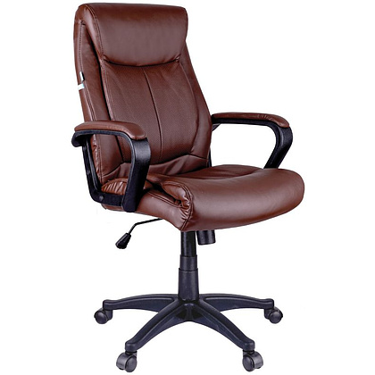 Кресло для руководителя Helmi "HL-E02 Income", экокожа, пластик, коричневый
