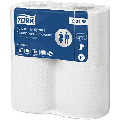 Бумага туалетная "Tork Advanced", 2 слоя, 4 рулона (120158-60)