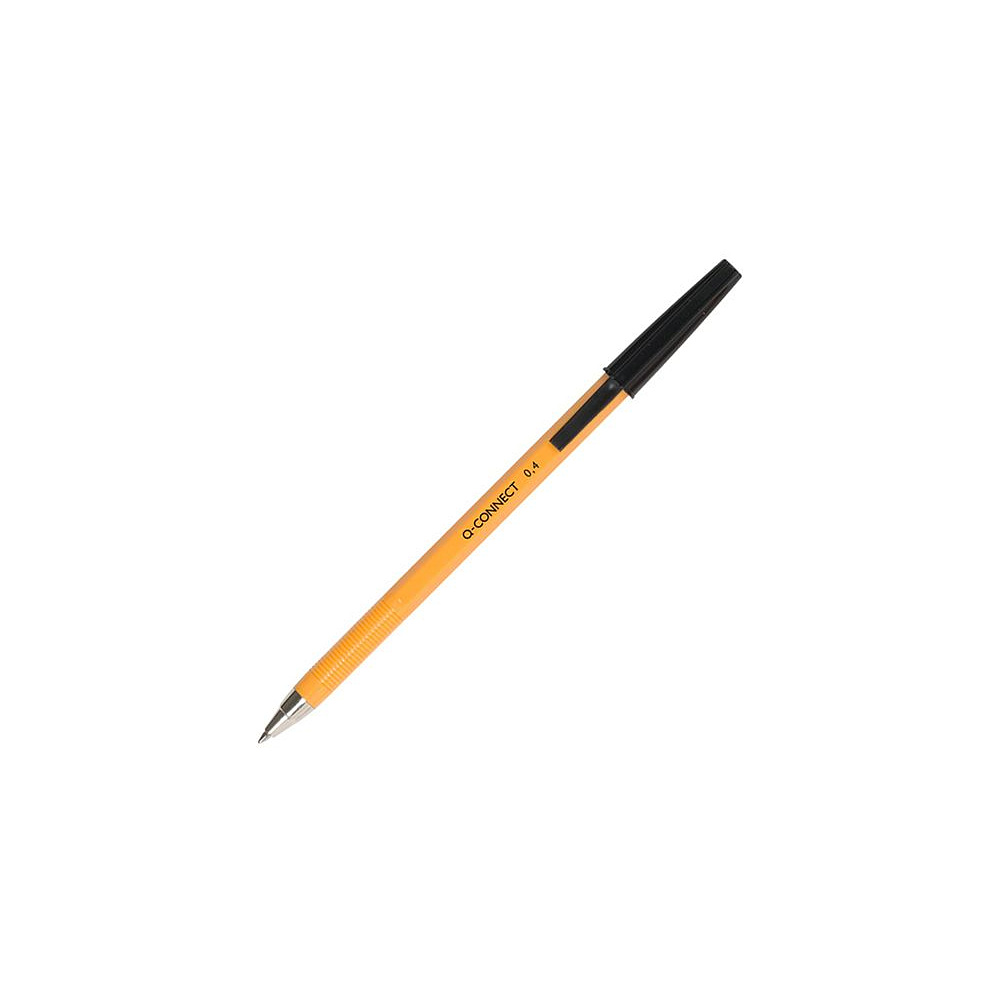 Ручка шариковая "Q-Connect", 0.4 мм, желтый, черный, стерж. черный