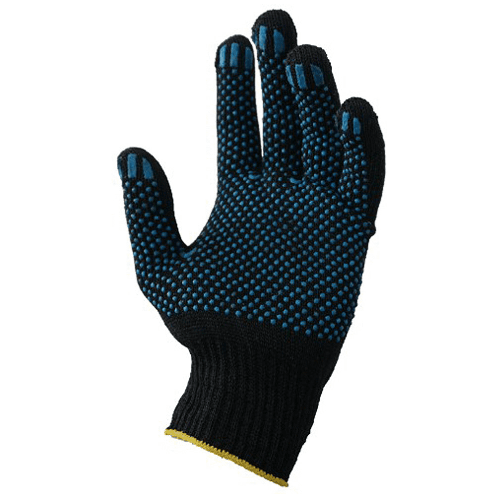 Перчатки трикотажные х/б "Лайт", с ПВХ покрытием точка из 4-х нитей, 10 кл. вязки, 10 пар/упак, черный