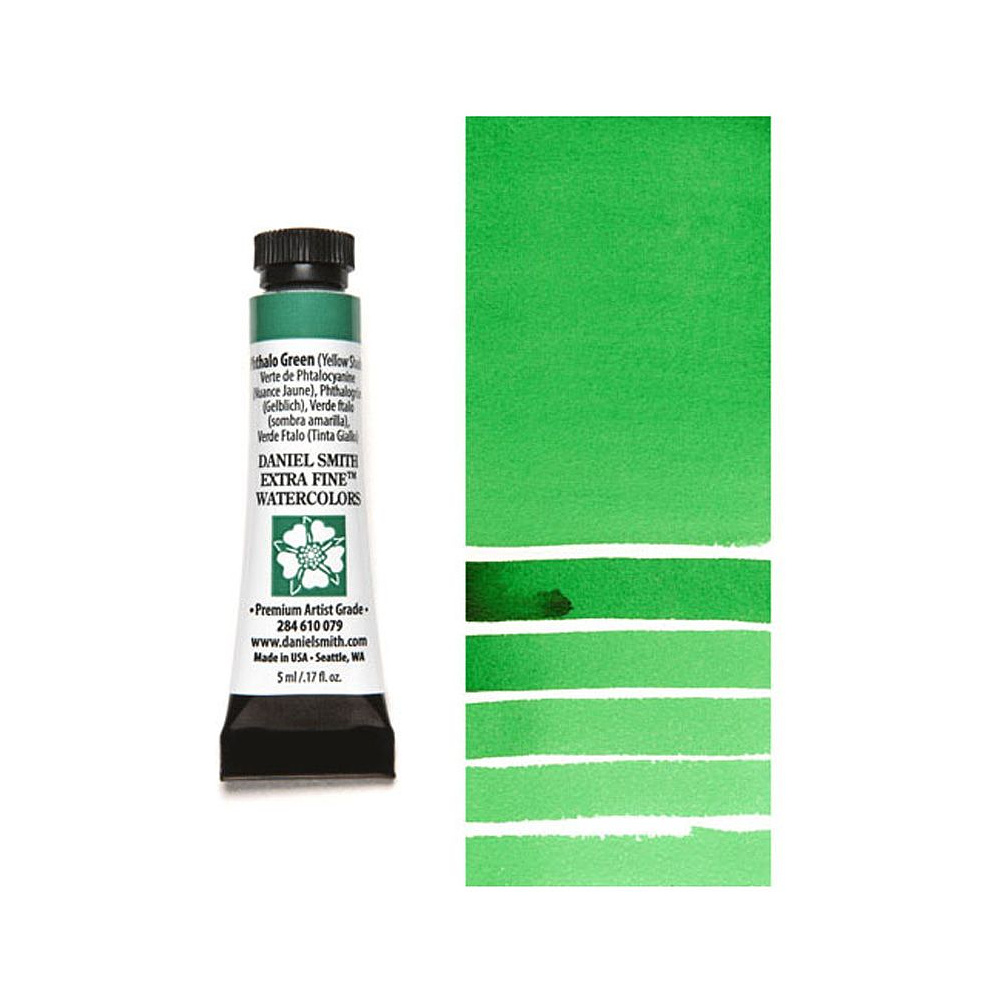 Краски акварельные "Daniel Smith", зеленый ФЦ (желтая тень), 5 мл, туба