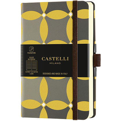 Блокнот Castelli Milano "Circles", A6, 96 листов, линейка, серый, золотой