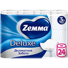 Бумага туалетная Zemma Deluxe, 24 рулона, 3 слоя, белый