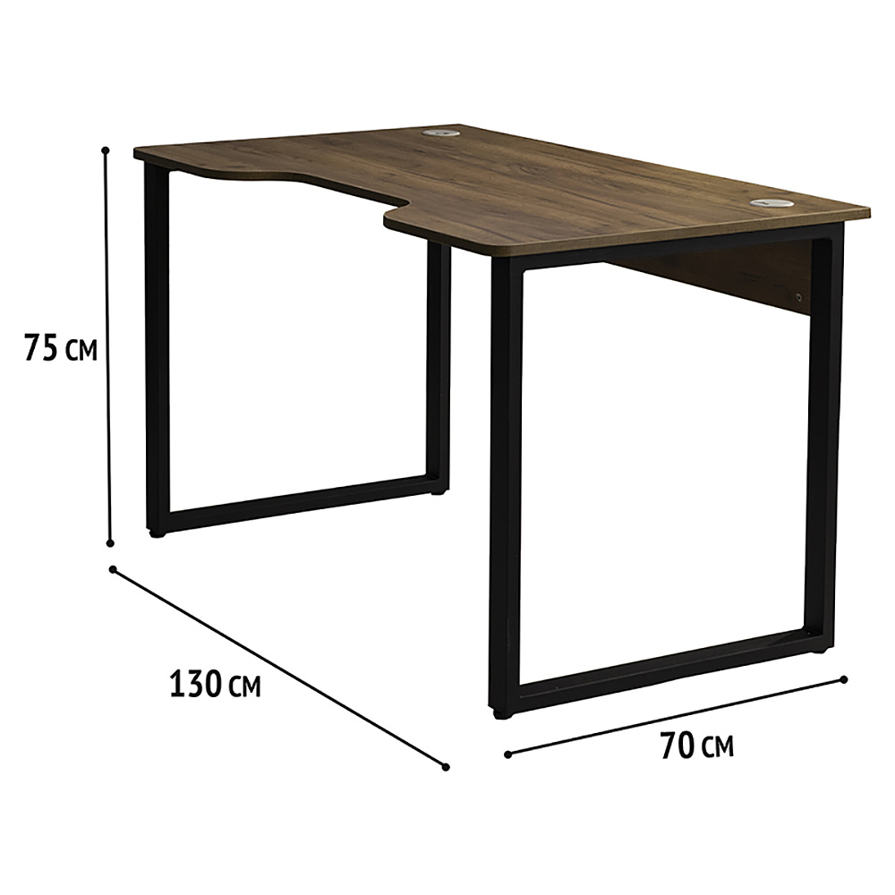 Стол геймерский компьютерный "Лофт Гонконг", черный, табачный крафт - 2
