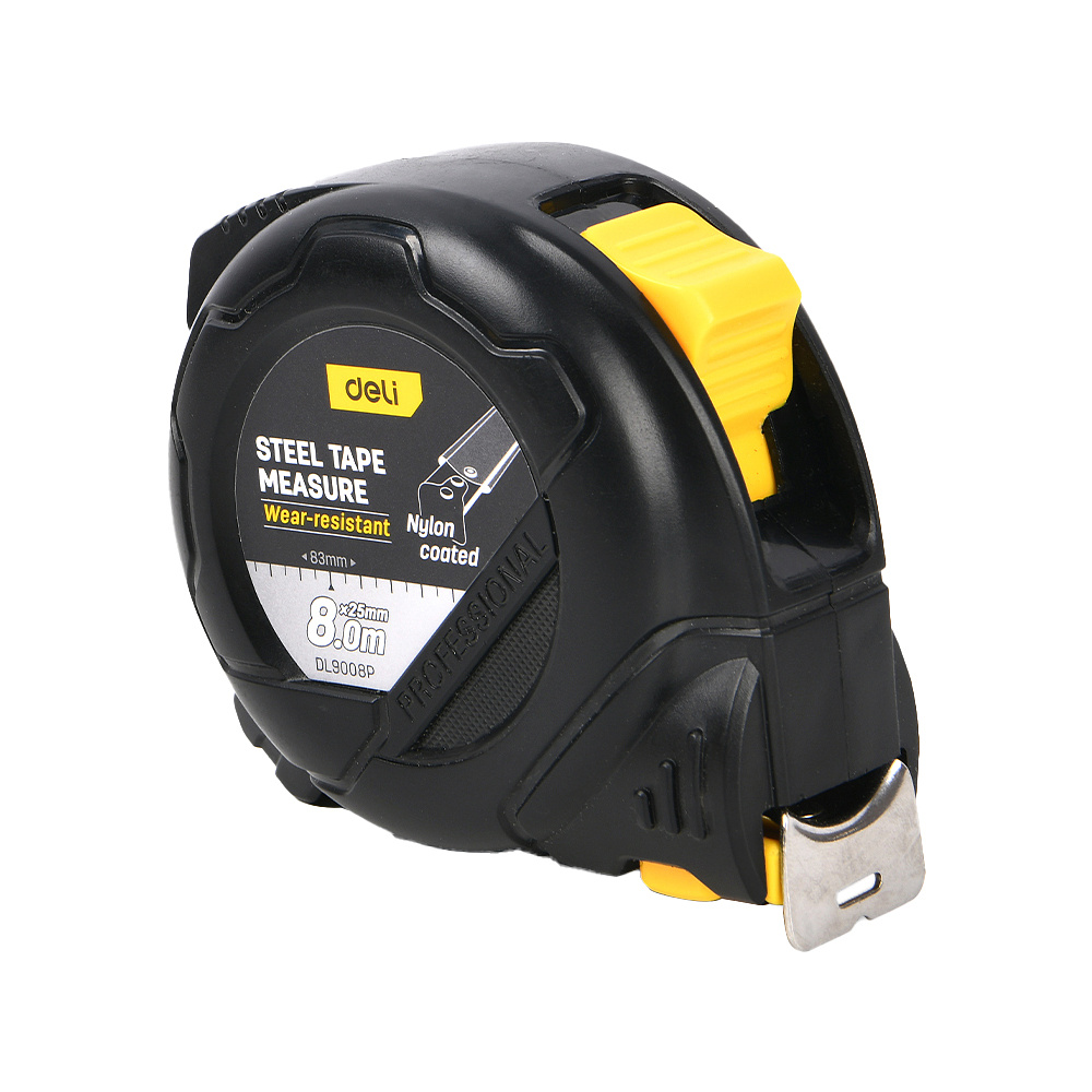 Рулетка "Deli 9008P" 8 м, черный, желтый