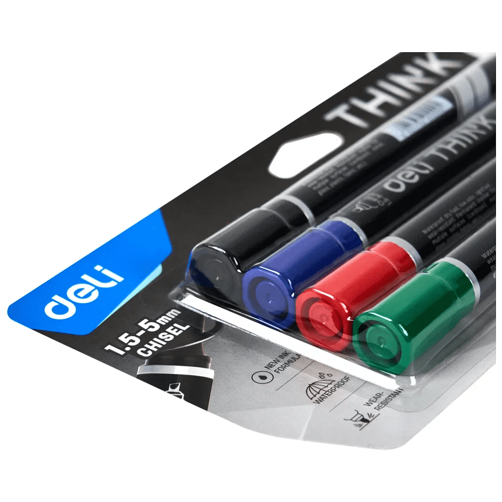 Набор маркеров перманентных "Think", 4 шт, ассорти - 3