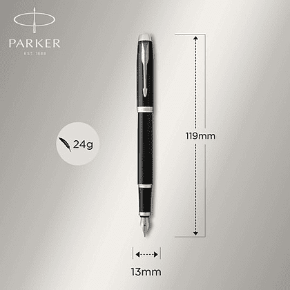 Ручка перьевая Parker "IM Black Lacquer CT", M, металлическая, подарочная упаковка, черный, патрон черный - 9