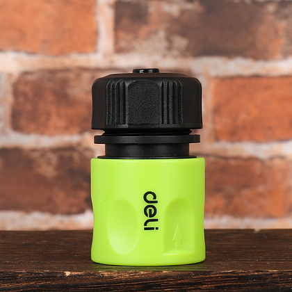 Соединитель-коннектор для шлангов Deli GS EDL8793, 1/2", быстросъемный с аквастопом, черный, зеленый - 6