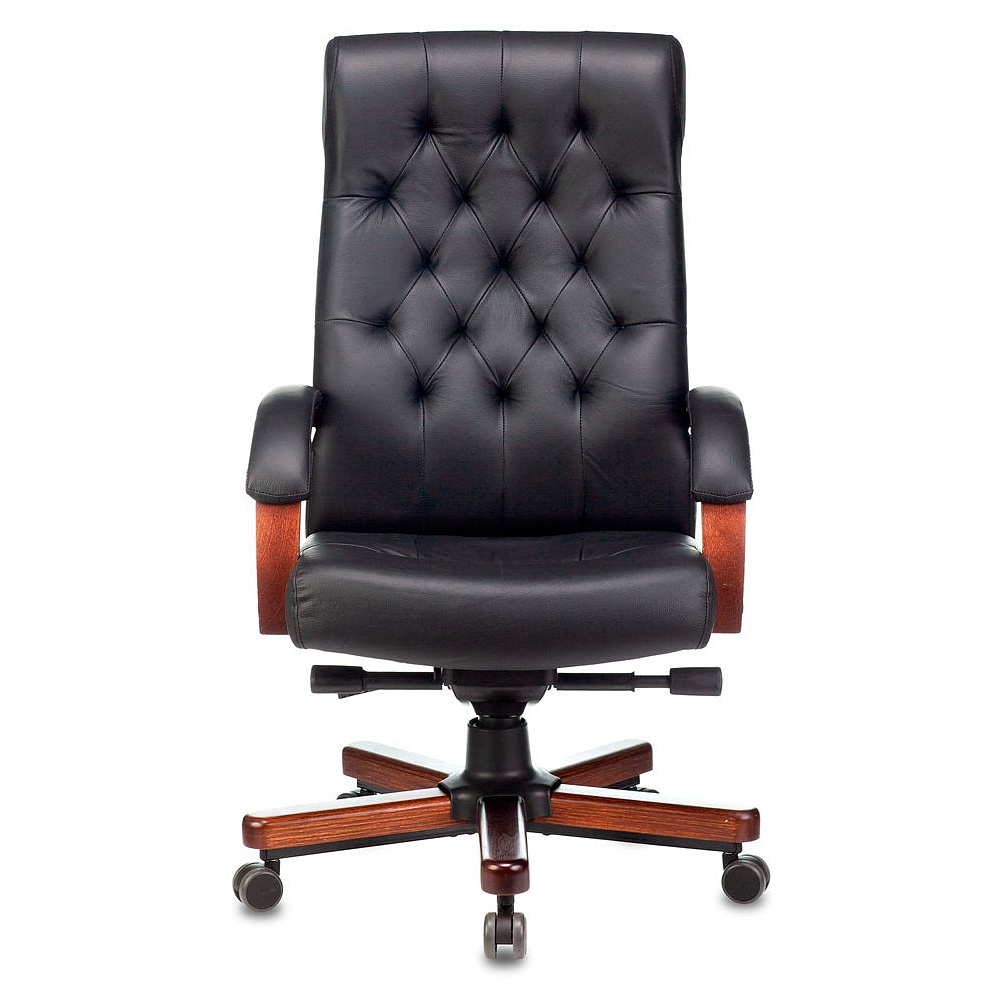 Кресло для руководителя Бюрократ T-9928WALNUT, кожа, металл/дерево, черный - 2