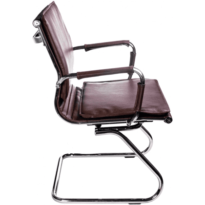 Кресло на полозьях "Бюрократ Ch-993-Low-V", экокожа, коричневый, металл хром - 2