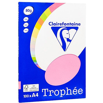 Бумага цветная "Trophée", А4, 100 листов, 80 г/м2, розовый неон