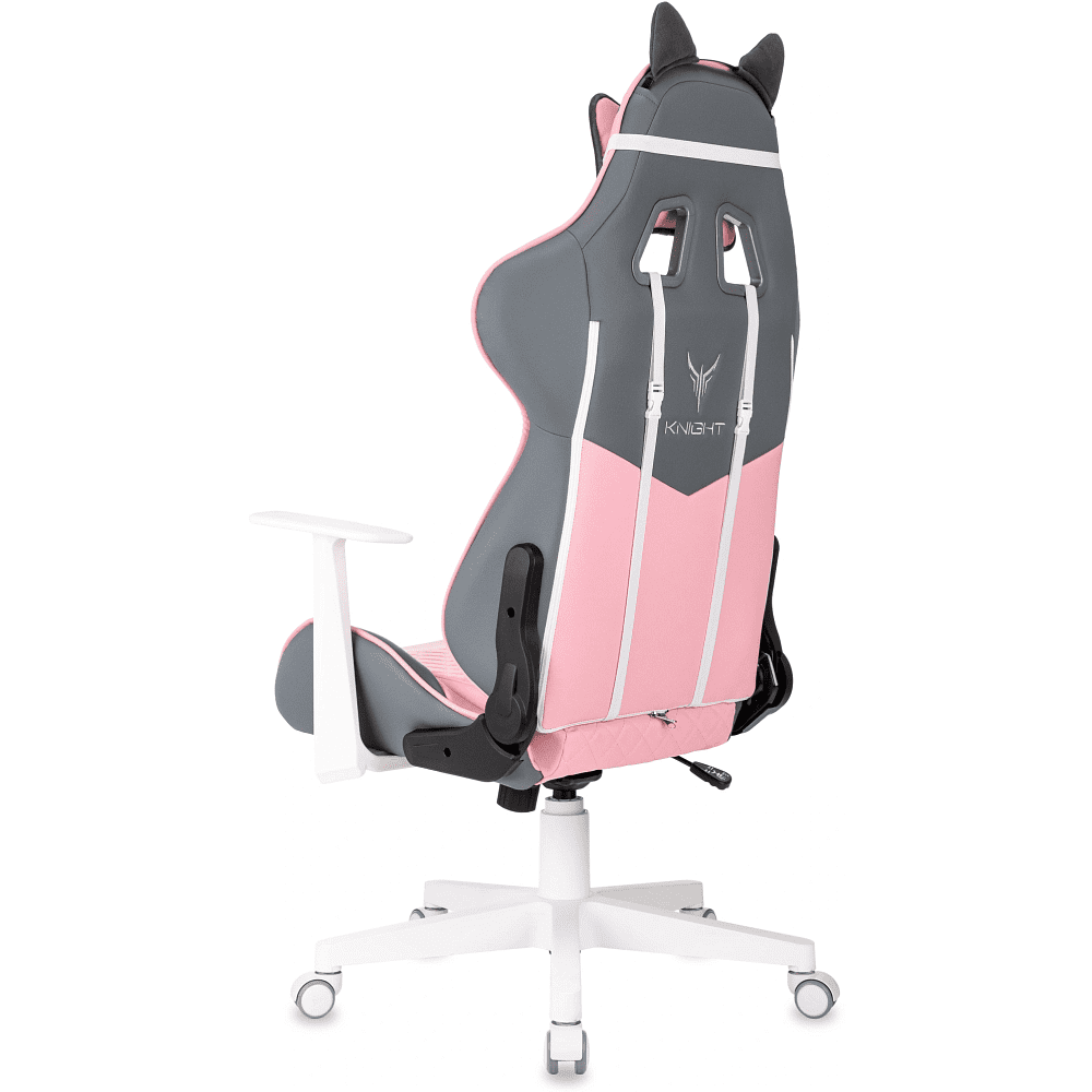 Кресло игровое Бюрократ Knight "Catzy", экокожа, пластик, серый, розовый - 9