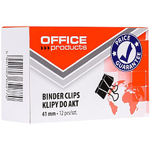 Зажим для бумаги "Office Products", 41 мм, 12 шт, черный