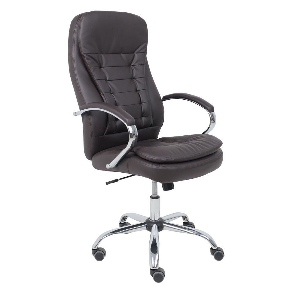 Кресло для руководителя AksHome "Richard new", экокожа, металл, коричневый