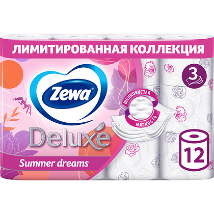 Бумага туалетная Zewa Deluxe 3 слоя, 12 рулонов - 2