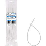 Хомут нейлоновый OnlyPro, 4.8х250 мм, белый, 100 шт