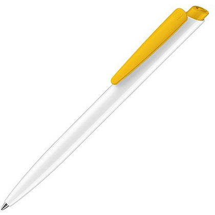 Ручка шариковая автоматическая "Senator Dart Polished Basic", 1.0 мм, белый, желтый, стерж. синий