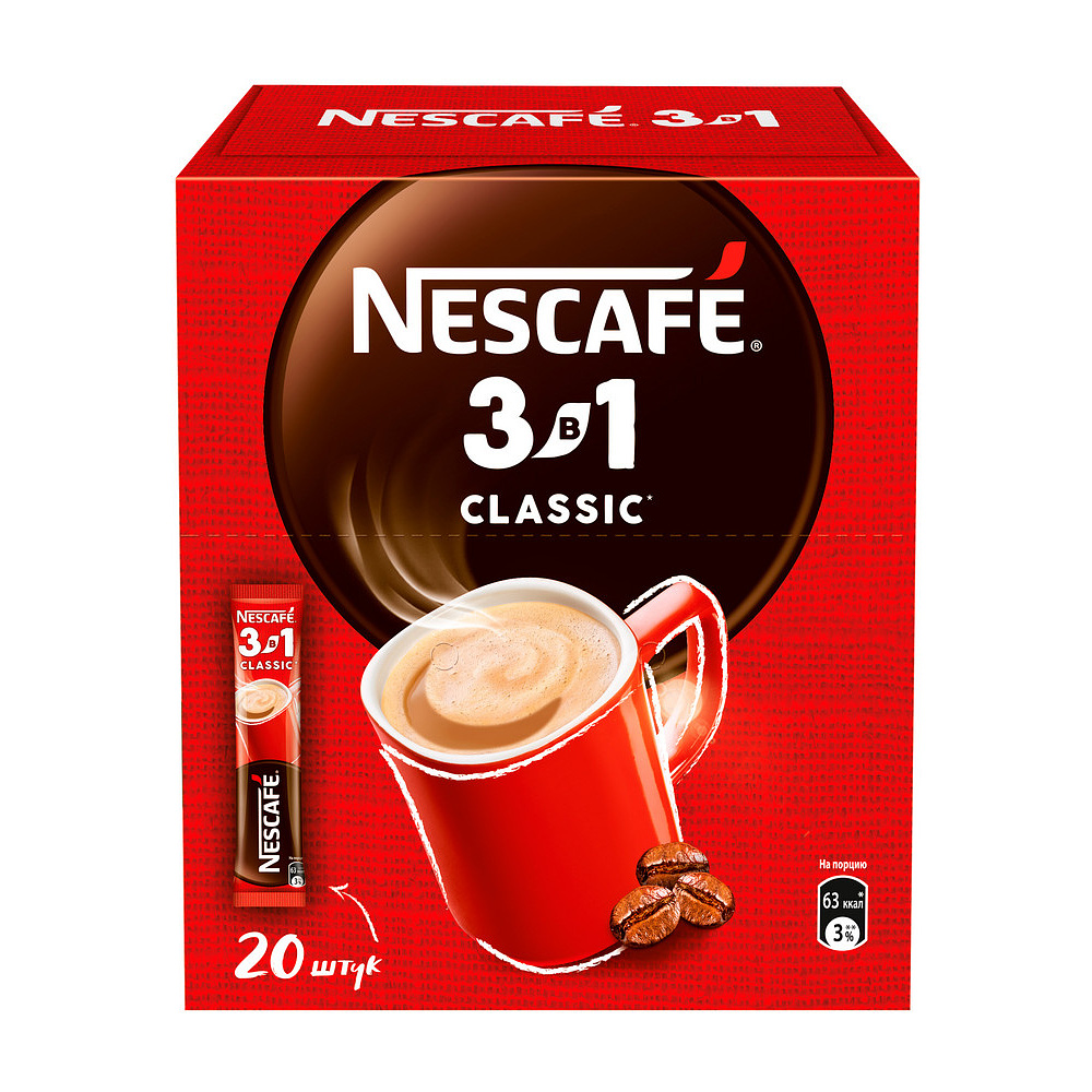 Кофейный напиток "Nescafe" 3в1 классик, растворимый, 14.5 г - 15
