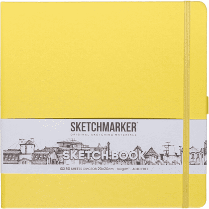 Скетчбук "Sketchmarker", 80 листов, 20x20 см, 140 г/м2, лимонный 