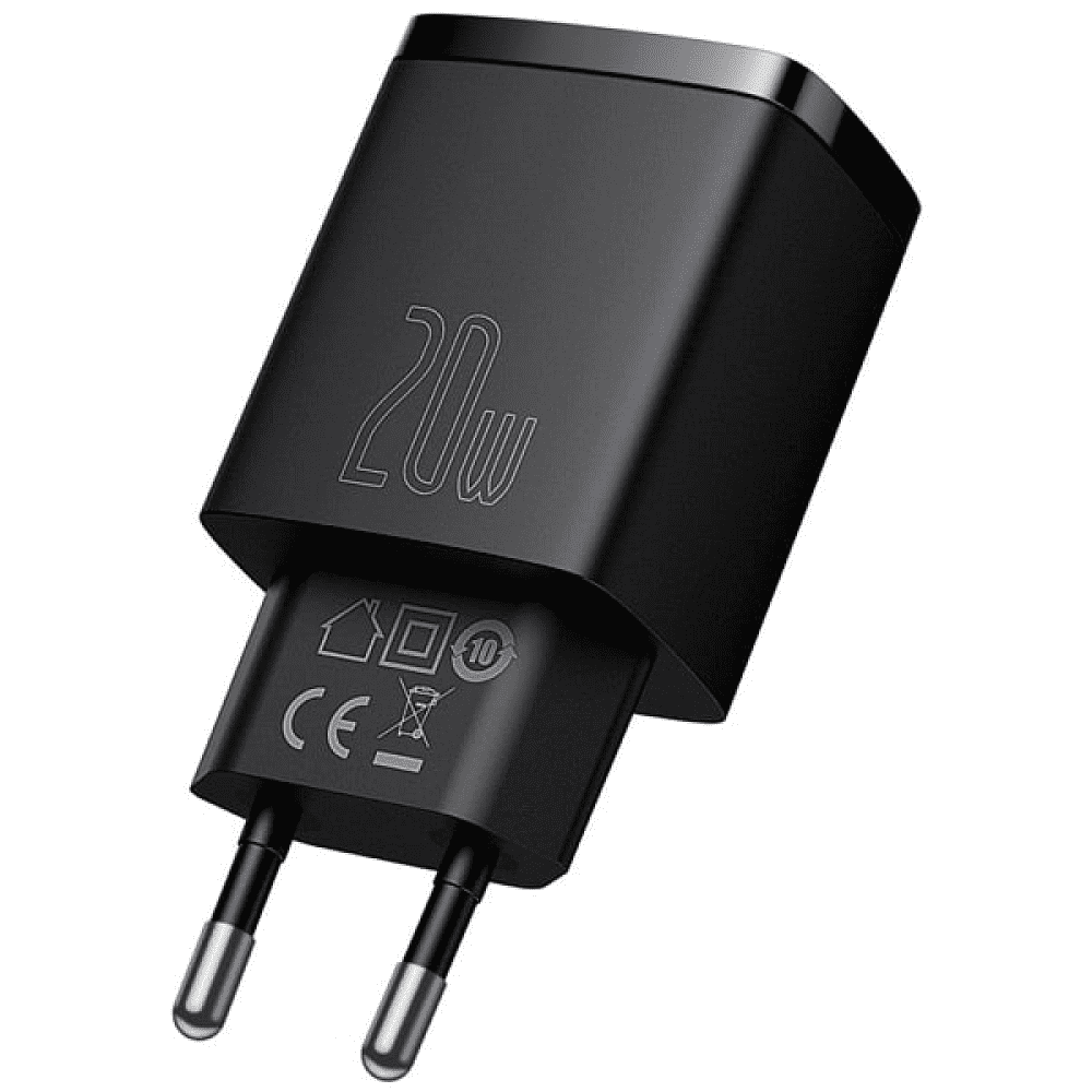 Сетевое зарядное устройство Baseus "CCXJ-B01", Compact Quick Charger USB+Type-C 20W, черный - 2