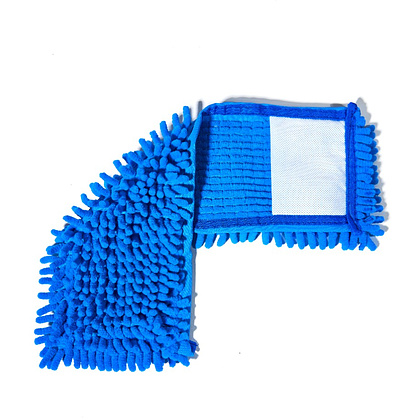 Насадка для плоской швабры 42х14 см, шенилл, на резинке, синий - 3