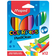 Мелки восковые Maped "Crayon PlastiClean", 12 цветов, ассорти