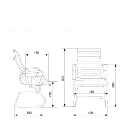 Кресло на полозьях "Бюрократ CH-883-LOW-V", экокожа, черный, металл хром - 9