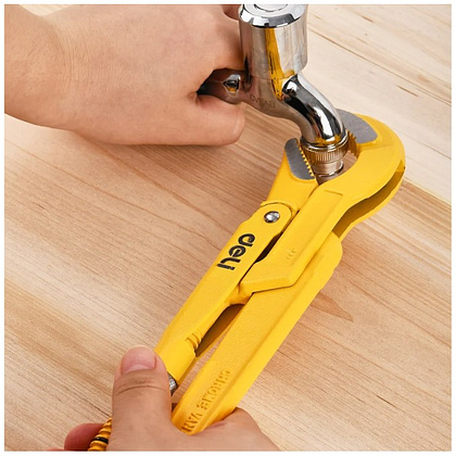 Ключ трубный Deli YS EDL105255 1.5", тип S, расрытие губок 55 мм, желтый - 5