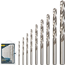 Набор сверл Deli YS EDH-MHZ009-ED3 по металлу, DIN 338, 118°, 2-10 мм, 9 шт., серебристый