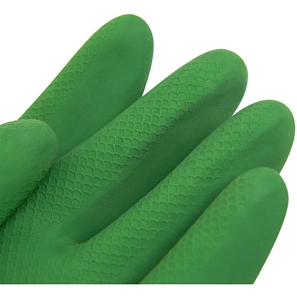 Перчатки латексные хозяйственные Zaubex БИКОЛОР, усиленные, р-р L, зеленый, желтый - 3