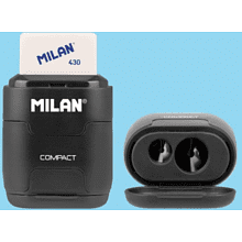 Точилка на 2 отверстия "Compact", с ластиком, черный