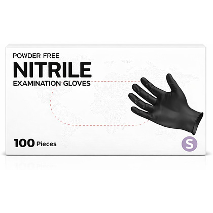 Перчатки нитриловые неопудренные одноразовые, р-р S, 100 шт./уп., черный