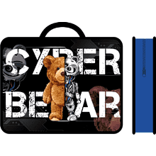 Папка для тетрадей "Cyber bear", А4, на молнии, пластик, черный