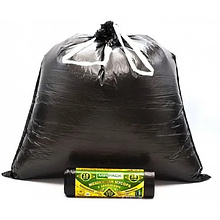 Мешки для мусора 35 л, 15 шт/рулон, ПНД, Mirpack Vip, 18 мкм, 50х60см, черный, с завязками