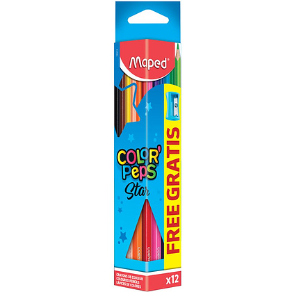 Цветные карандаши Maped "Color Peps"+точилка, 12 цветов