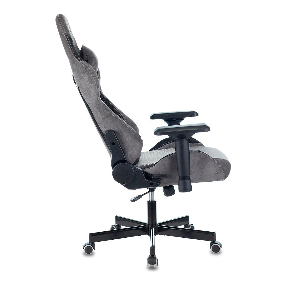 Кресло игровое "Zombie VIKING 7 KNIGHT Fabric", ткань, экокожа, металл, серый - 5