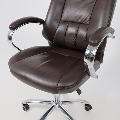 Кресло для руководителя "KING A" поворотное, хром, натуральная кожа, темно-коричневый - 12