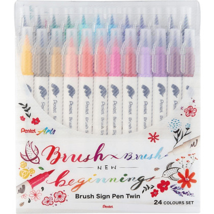 Маркер-кисть "Brush Sign pen twin", 24 шт