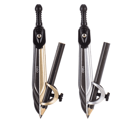 Циркуль "Deli EG20402", с карандашом, футляр, ассорти