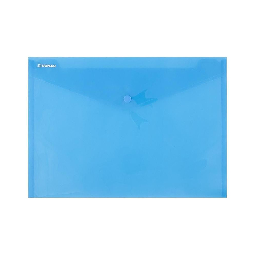 Папка-конверт на кнопке "Donau", A4, прозрачный синий