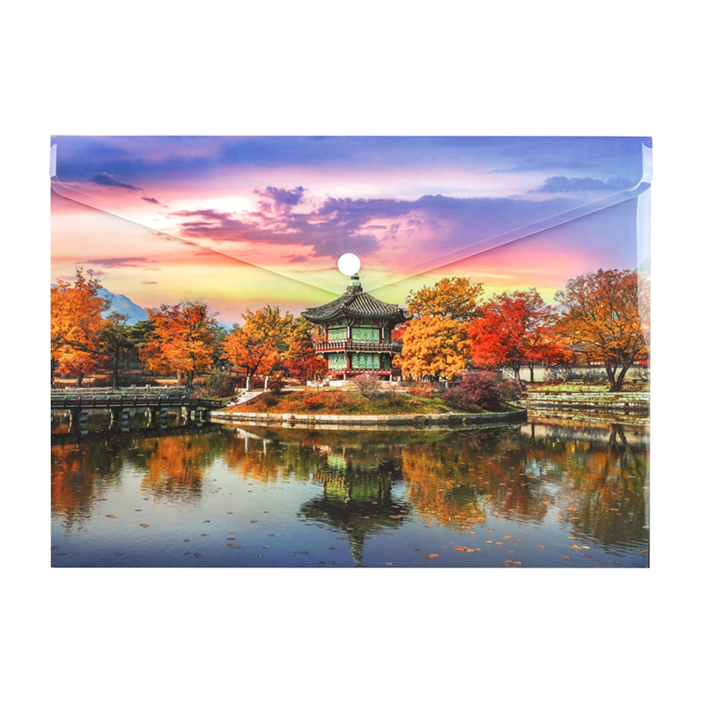 Папка-конверт на кнопке "Orient", A4, разноцветный
