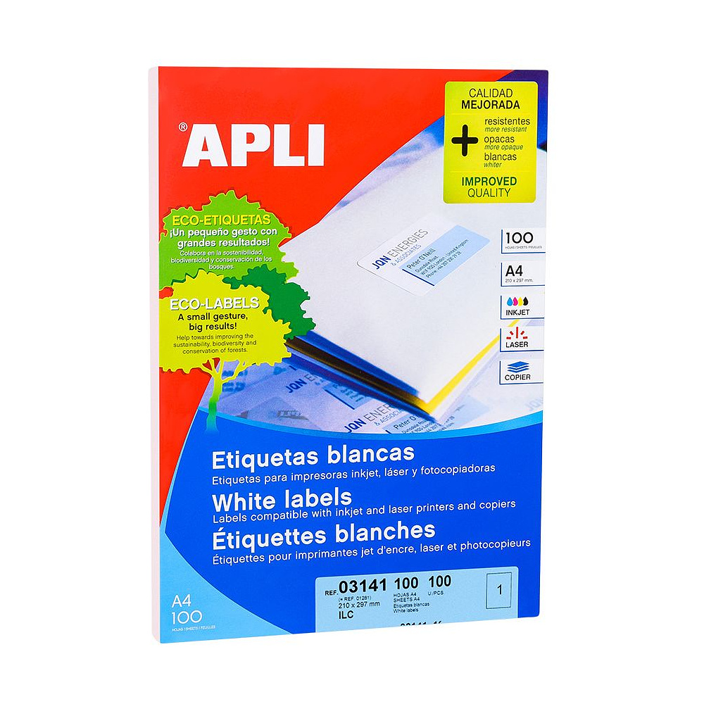 Самоклеящиеся этикетки универсальные "Apli", 210x297 мм, 100 листов, 1 шт, белый