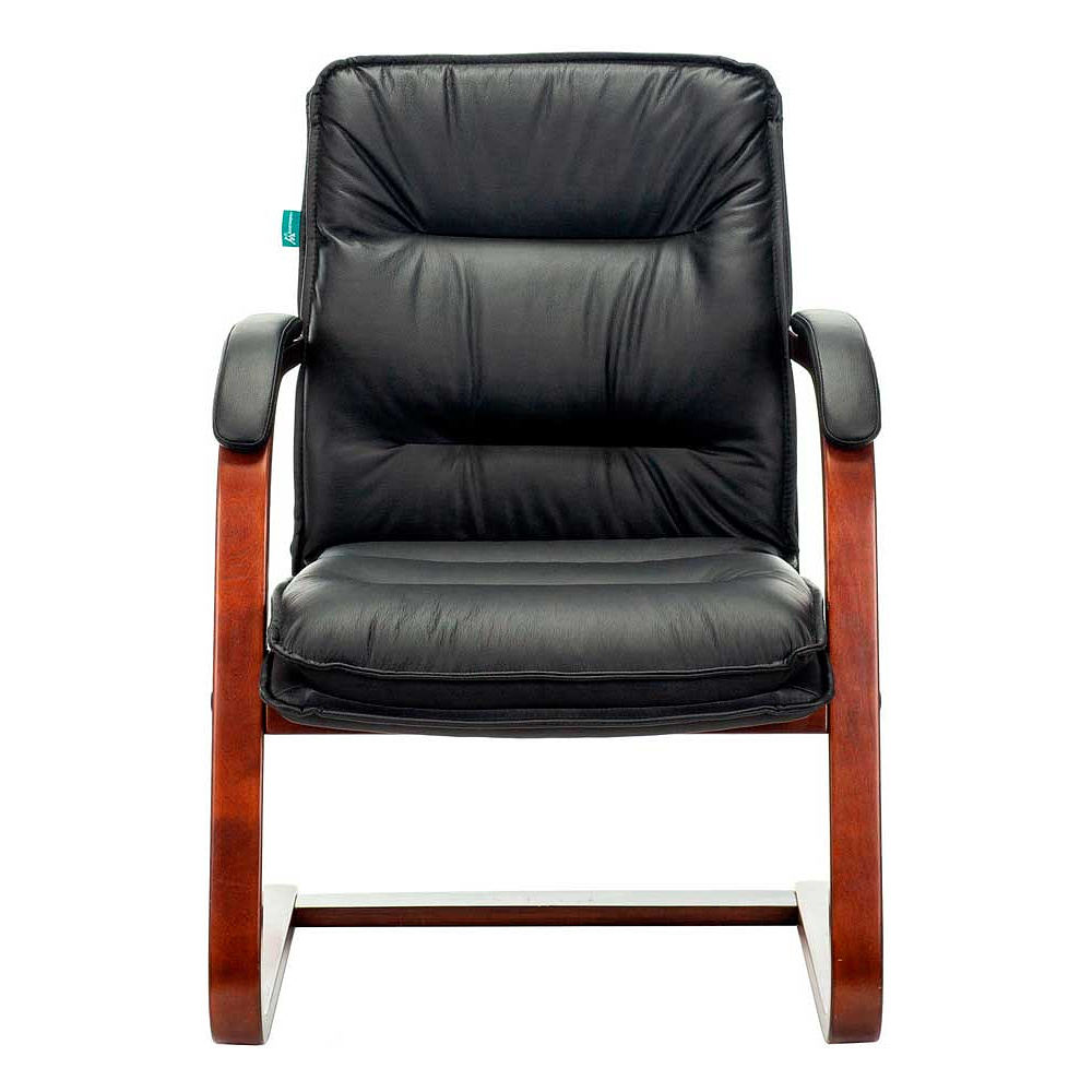 Стул для посетителей Бюрократ "T-9927WALNUT-AV", кожа, дерево, черный - 2