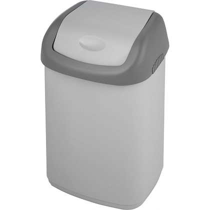 Урна для мусора 14л, пластик, с крышкой, серый