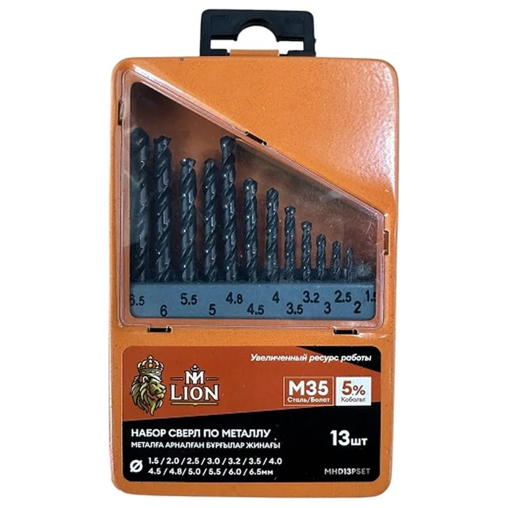 Набор сверл по металлу M-Lion, MHD13PSET, 1,5-6,5 мм, 13 шт.