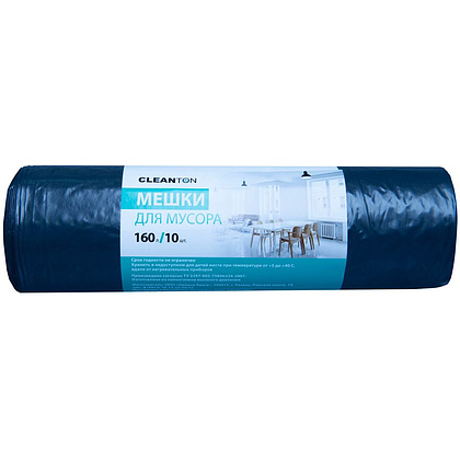 Мешки для мусора ПВД "Cleanton", 32 мкм, 160 л, 10 шт/рулон
