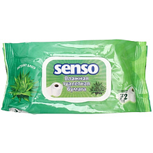 Влажная туалетная бумага "Senso" Алоэ и молочная кислота, 72 шт/упак.