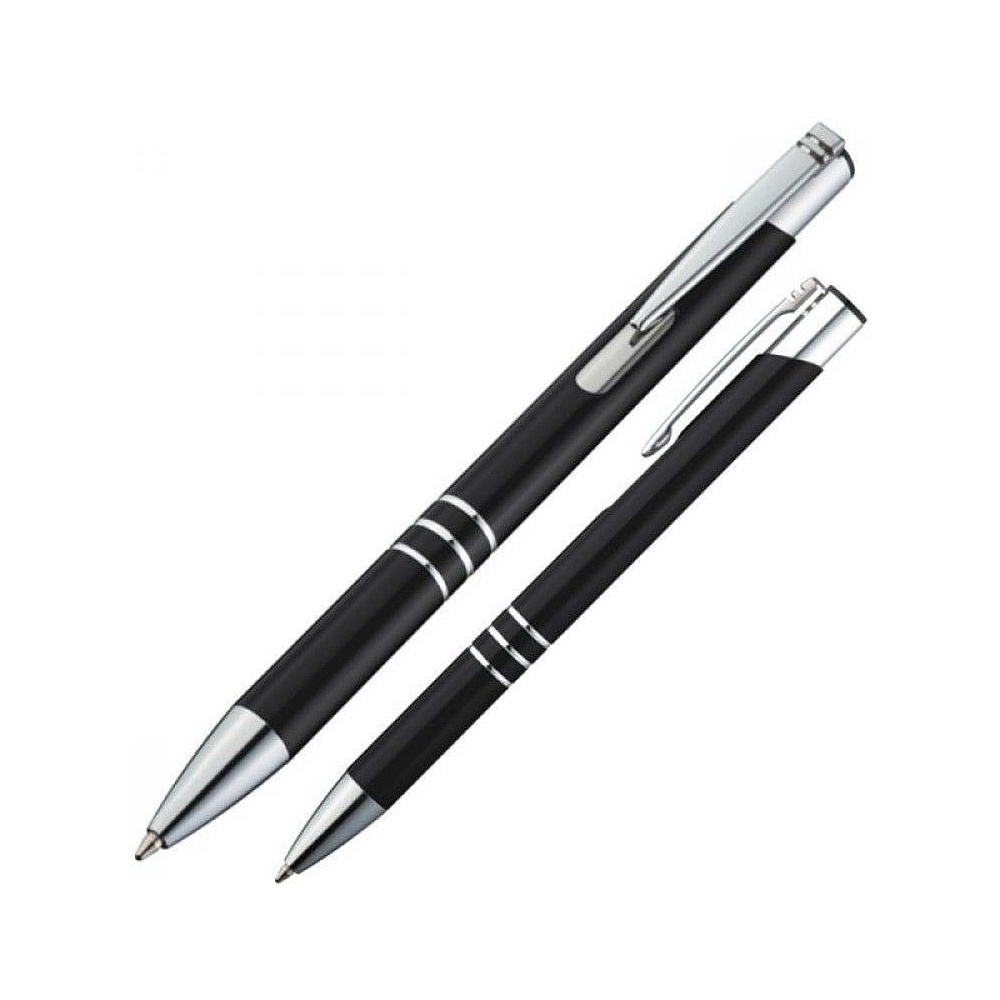 Ручка шариковая автоматическая "Ascot", 0.7 мм, черный, серебристый, стерж. синий - 2