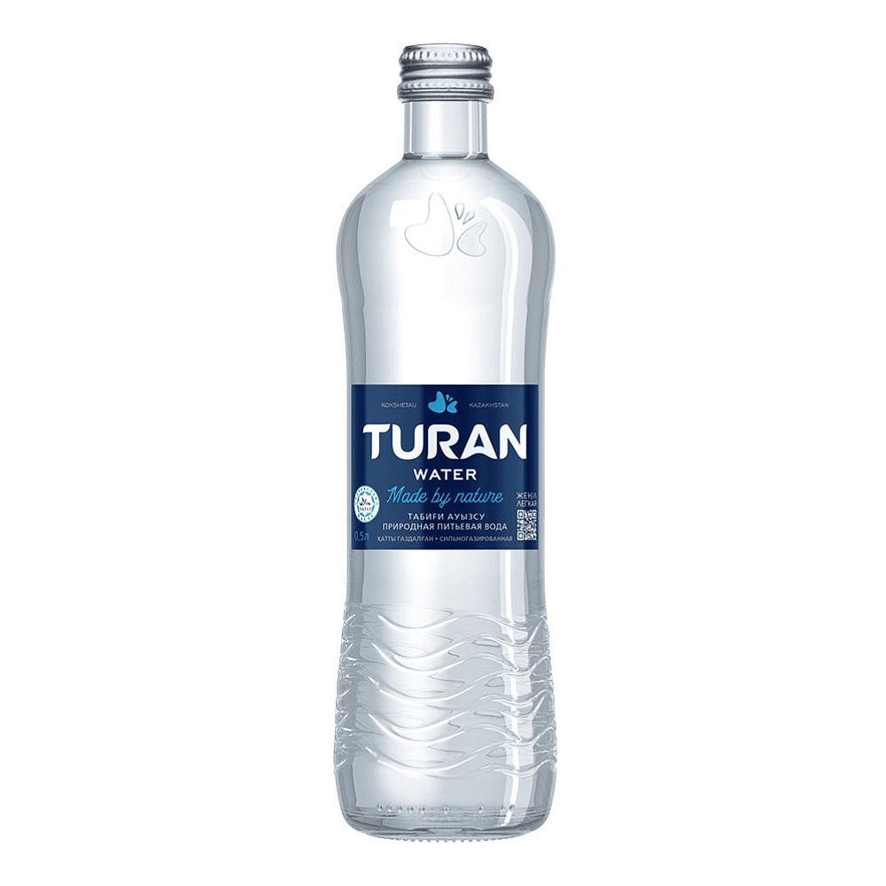 Вода минеральная питьевая "Тuran", газированная, 0.5 л, стеклянная бутылка